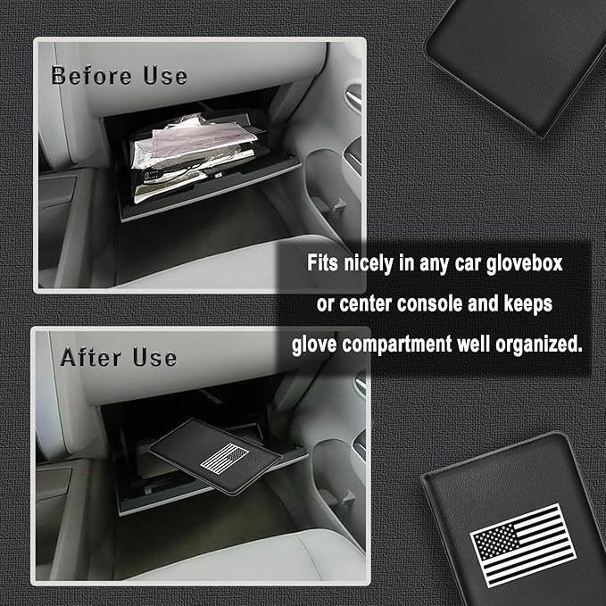 Car Insurance and Registration Card Holder | for BMW Ford Tesla Cadillac All Cars | Store Cards, ID License & Essential Documents | Premium Leather with Magnetic Closure