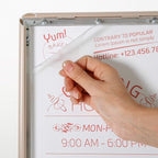M&T Displays Curved Menu Board, 8.5x11 Pedestal Sign Holder Pale Rose Floor Standing Aluminum Front Loading Easy Open Poster Message Advertisement Holder For Restaurant Cafe Hotel