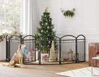 Folding No-Assembly Metal Freestanding Dog Gate with Door Walk Through,32" Height Pet Fence,144" Extra Wide Accordion Puppy Folding Playpen for Doorways,House,Stairs (6 Panels,Black)