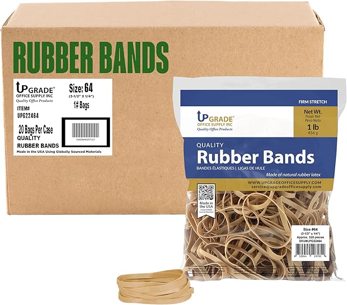 Upgrade Rubber Bands, Size 64, 1 lb Bags, 2-Pack, Made in USA