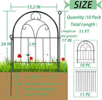 Garden Fence, 11ft(L) X 21in(H) 10 Pack Rustproof Metal No Dig Fence Panels, Garden Fencing Dog Fence Outdoor for Yard, Decorative Fences and Borders, Animal Barrier, Flower Bed, Patio