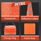 RoadHero 18 Inch 2 Pack Collapsible Traffic Safety Cones, Multi Purpose Pop-up Cones with Reflective Collar for Road Safety, Orange Cones for Driving Training, Parking Lots