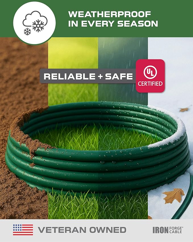 Iron Forge Cable 100ft Green Outdoor Extension Cord with 3 Outlets - 16/3 SJTW 100ft Extension Cord 3 Prong, 10 Amp All-Weather Heavy Duty Power Cable