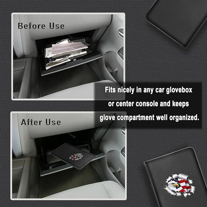 Car Insurance and Registration Card Holder | for BMW Ford Tesla Cadillac All Cars | Store Cards, ID License & Essential Documents | Premium Leather with Magnetic Closure