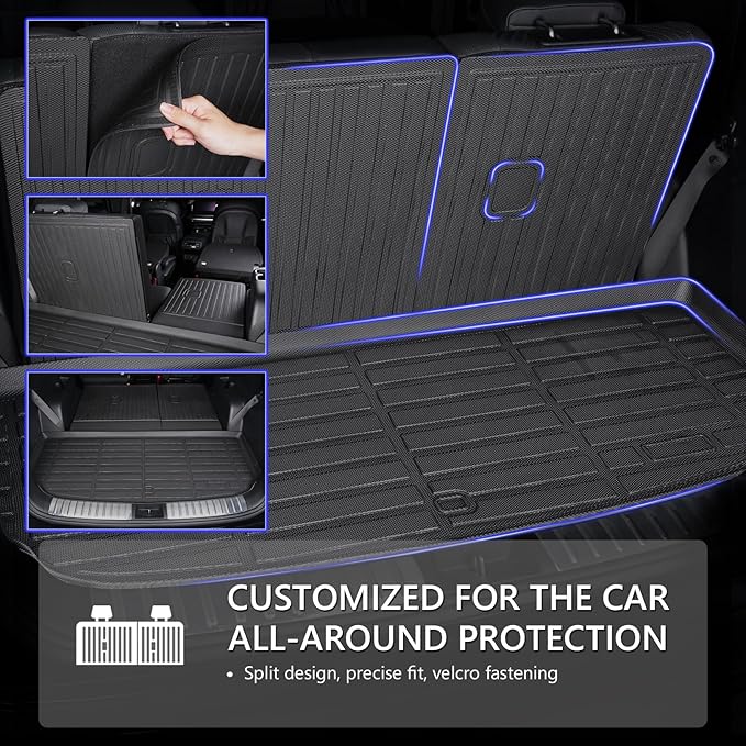 KELCSEECS® Floor Mats & Cargo Liner with Seatback Mats for 2021-2025 Chevy Tahoe & GMC Yukon 8Seats,All Weather Protection TPE Floor Liners Full Set Tahoe Accessories Black