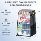 SPARTER Backpack Cooler Insulated Leak Proof 33/49 Cans, 2 Insulated Compartments Thermal Bag, Portable Lightweight Beach Travel Camping Lunch Backpack for Men and Women