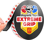 Super Sticky Magnetic Tape (15 ft x 0.5 in) - Stong Magnet Strip with Adhesive Backing - Easy to Cut and Mount on Fridges, Whiteboards & More