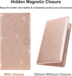 Cacturism Car Registration and Insurance Holder, Car Accessories Vehicle Glove Box Car Organizer Men Women Wallet Case with Magnetic Shut for Cards, Essential Document, Driver License, Bling Rose Gold