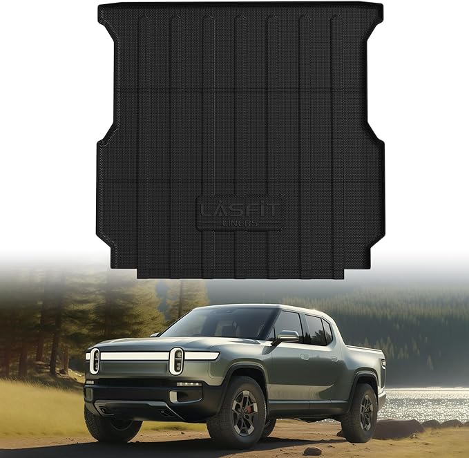 LASFIT Bed Mat for Rivian 2022-2026 R1T (4.5FT/4.5'Bed) Truck Bed, All Weather 4.5 ft Pick up Bed Liner for Rivian R1T Accessories, TPE Trunk Mat&Bed Liner (Not Fit Drop-in Liners)