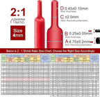 Chanzon 2:1 Ratio 5/32" (4mm) Heat Shrink Tubing 8Ft Roll (2.5M Total Length) Red Polyolefin Sleeving Wrap Shrinking 2 to 1 1pcs