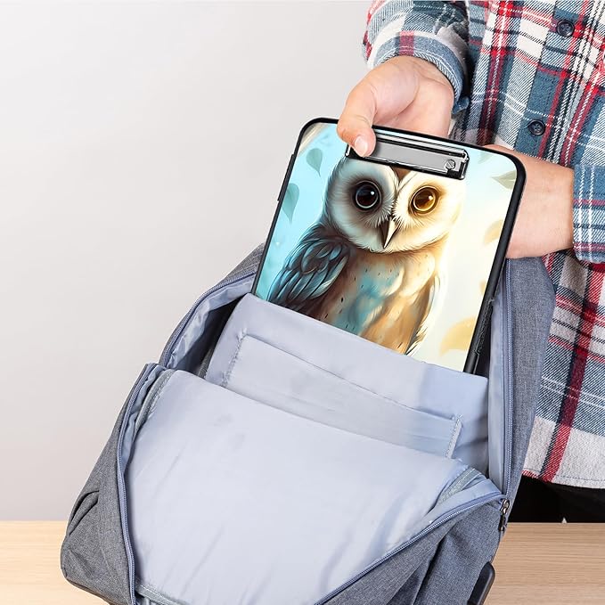 Clipboard with Storage,Storage Clipboard with Pen Holder,Heavy Duty Plastic Storage Clipboard with Low Profile Clip, Clipboard Folder, Teacher Must Haves, Office Supplies,owl on Branch