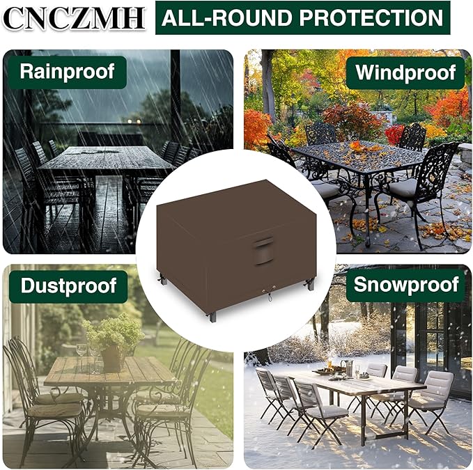 Heavy Duty Patio Furniture Covers Waterproof, 600D Outdoor Furniture Cover Waterproof for Sectional Sofa Couch, Outdoor Dining Table and Chair Set Covers 84''L x 44''W x 28''H, Brown