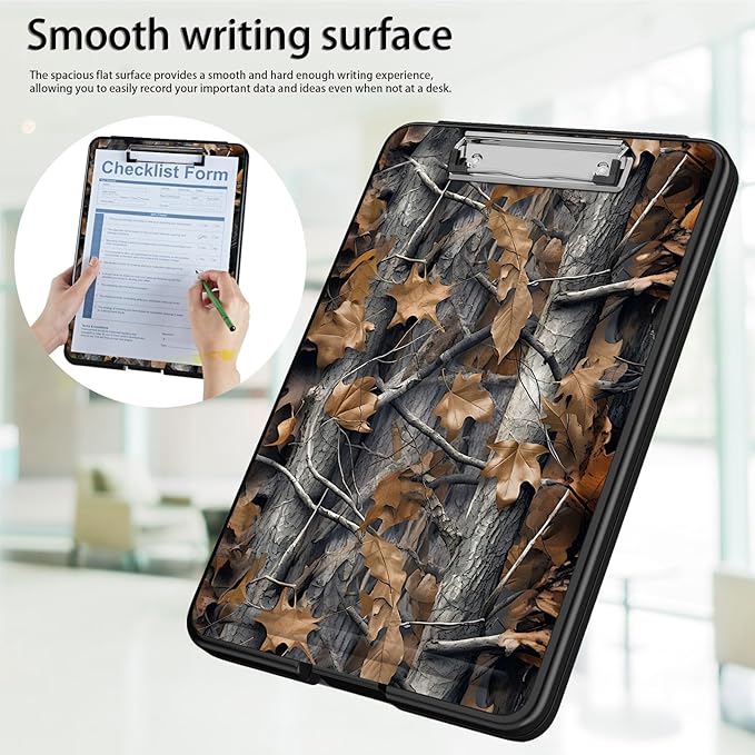 Clipboard with Storage,Office Supplies Nursing Clipboards Folder with Pen Holder Plastic Foldable Clip Board with Storage for Nurse Teacher,Camouflage Forest