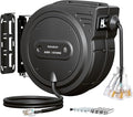 SURAIELEC 12 Gauge Extension Cord Reel, 60 FT Retractable Extension Cord, 12 AWG/3C SJTOW Heavy Duty Power Cord, 13 AMP Circuit Breaker, Lighted Triple Tap, Ceiling or Wall Mount, ETL Listed, Black
