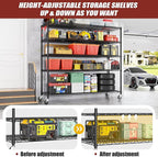 PrimeZone 5 Tier 80.7" Hx55.5 Wx24 D Wire Shelving with Wheels 3000lbs NSF Certified Storage Shelves Heavy Duty Metal Shelf Adjustable Rolling Rack Commercial Garage Restaurant Warehouse Kitchen 3Pcs