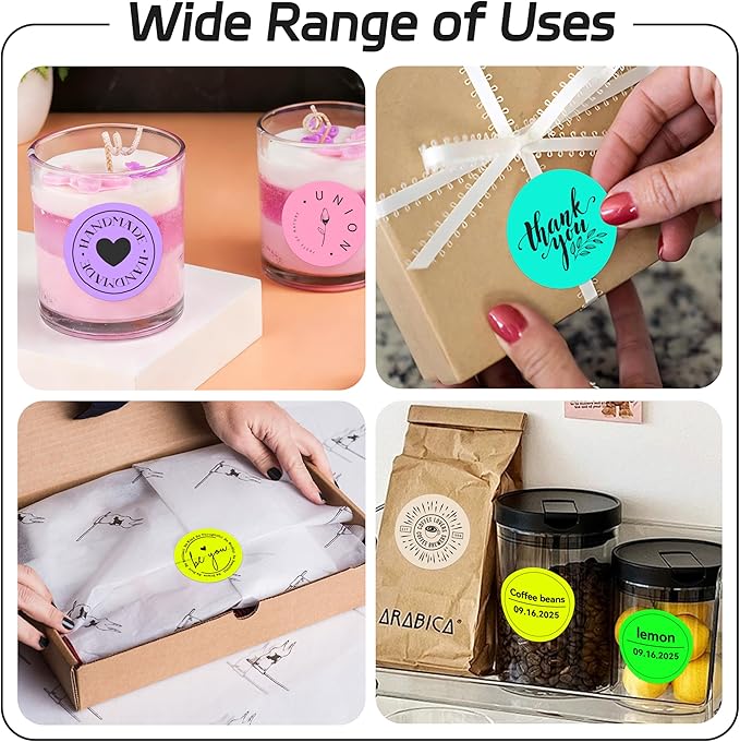 2 inch Dot Stickers Labels Circle Garage Sale Sticker 750Pcs Round Thermal Printer Stickers Printable Writable Price Labels for Yard Sale, Fluorescent Yellow