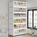 720QT Extra Large Stackable Storage Bins with Lid & Wheels & Doors, 180Gal Foldable Collapsible Closet Organizers, Plastic Cabinet Box Container Drawer for Home Kitchen Bedroom, 6Pack White