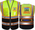 High Visibility Safety Reflective Vest with Pockets and Zipper Construction Hi Vis Work Vest(Yellow/Black L)