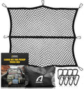 Cargo Net for Pickup Truck Bed - Stretchable 4'x4' to 7'x7', High Elastic Fine Mesh 1''x1'' with 8 Metal Carabiners - Ideal for ATV, SUV, UTV, Truck and Boat Use (Single Layer)