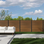 6ft x 6ft Outdoor Privacy Fence, Tall Wind Resistant Covering, Wood Plastic Composite Panel with 2 Posts for Yard, Backyard, Garden and Swimming Pool