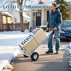 Aluminum Alloy Hand Truck with U-Shaped Handle, 2 Rubber Wheels, 600 lb Capacity, Ext endable Base Plate - Suitable for Warehouse, Office, Home & Multiple Usage Scenarios