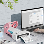 Jiose Label Holder for Thermal Printer - Compatible with 4x6 Rolls and Fan-Fold Thermal Labels - Shiping Label Holder (Pink)