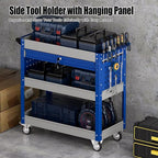 Heavy Duty 3 Tier Tool Cart, Mechanic Metal Rolling Tool Cart with Storage Drawers for Garage Workshop