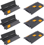 OrangeStar 6 Pack 17" Cable Protector Cover Ramps, 2-Channel Floor Protective Wire Cord Ramp, Heavy Duty Driveway Speed Bump