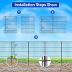 INJOPEXI Decorative Metal Garden Fence 6 Panels 11.8ft (L)×30in (H) Garden Fence Outdoor 5 Fence Panels + 1 Gate Rustproof Wire No Dig Temporary Garden Fencing Animal Barrier Fencing for Yard Patio