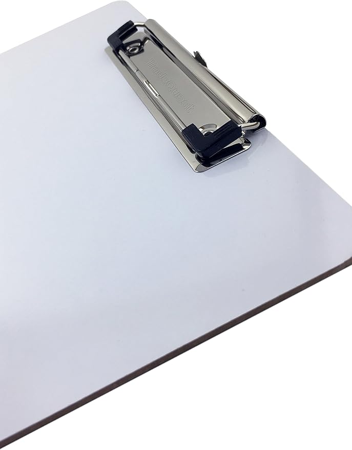 Clipboard Dry Erase Surface 9'' x 12.5'' Letter Size Low Profile Clip Whiteboard Single (Pack of 1)