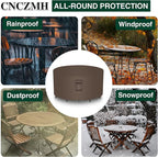 Heavy Duty Patio Furniture Covers Waterproof, 600D Round Outdoor Furniture Cover Waterproof for Sectional Sofa Couch, Outdoor Dining Table and Chair Set Covers 54"DIA x 28"H, Brown