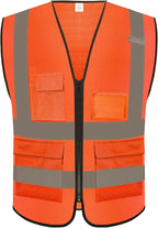 Reflective Safety Vest for Men Women with 5 Pockets and Zipper Front High Visibility