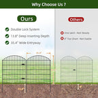 Metal Garden Gate and Fences Outdoor ECG1191, 1 Gate + 4 Fence Panels,43.2in Tall and Total Length 14.75ft, Heavy Duty Fencing for The Yard Privacy Temporary Animal Barrier for Dog, Black