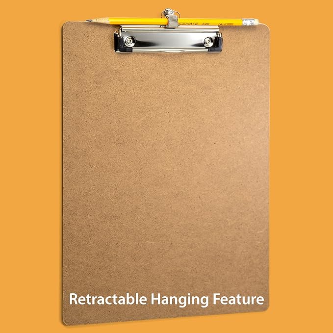 Achieva Recycled Wood Clipboard, Letter Size, Low Profile Clip with Pen Holder, 6 PK (68002)