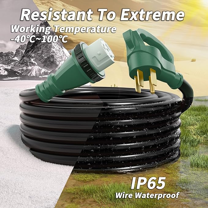 40 Amp Generator Cord, 75FT 40 Amp RV Extension Cord with Twist Lock, Generator Cable 40A 4 Prong, NEMA 14-50P to SS2-50R Heavy Duty STW Wire for RV Camper & House