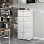 5 Drawer Rolling File Cabinet with Lock, Metal Filing Cabinets on Wheels, Vertical Steel Office Drawers Storage for Hanging Legal/Letter Folders, Require Assembly (White)