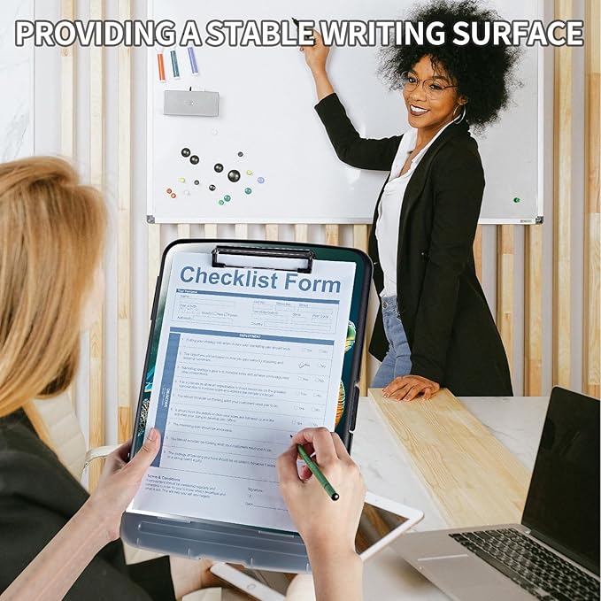 Clipboard with Storage,Clip Boards 8.5X11 with Storage & Pen Holder,Heavy Duty Plastic Nursing Clipboards Foldable,Coaches Clipboard Folder Case,School Office Supplies，Green Sea Turtle