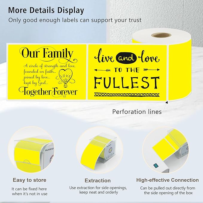 3x5 Inch Thermal Label Stickers,300Pcs Waterproof Rectangle Labels for Storage Bins,Moving Boxes,Address & Inventory Organization,Small Business Labeling,Yellow