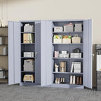 Greenvelly Metal Storage Cabinet with Doors and Adjustable Shelves,72" Locking Tool Steel Garage Cabinet, Utility Metal Filing Storage with Lock for Home Office, Garage, School, Kitchen Dark Gray