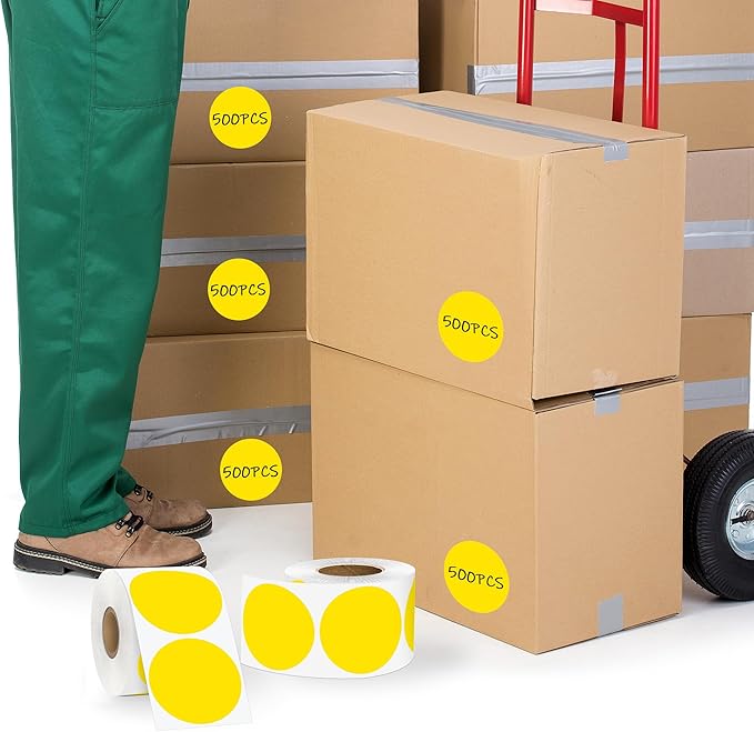 2 Inch Yellow Circle Stickers 500 Pcs,Permanent Color Coding Dots for Office,Home Organization, File Classification,Multipurpose Labels