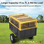 GAOMON Heavy Duty Utility Trailer for ATV/UTV, 750lbs Capacity Garden Dump Cart with 17 Cu. Ft. Bed, Removable Sides, Pneumatic Tires, Hitch Compatible Pull-Behind Yard Cart for Lawn Mower, Tractor