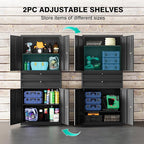 SISESOL Metal Storage Cabinet with Drawer and Locks,Black Garage Storage Cabinet with Locking Doors and Adjustable Shelves,71" Tall Large Metal Cabinets with Magnetic Door for Home,Office,Garage