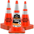 Xpose Safety 28 Inch Orange Traffic Cones with 6" & 4" Collars, 8-Pack - Multipurpose PVC Plastic Safety Cone for Parking, Soccer, Caution, Kids and Construction - DOT Approved