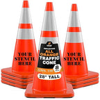 Xpose Safety 28 Inch Orange Traffic Cones with 6" & 4" Collars, 8-Pack - Multipurpose PVC Plastic Safety Cone for Parking, Soccer, Caution, Kids and Construction - DOT Approved