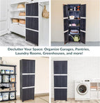 Sunnydaze Lockable Storage Cabinet - Indoor or Garage Storage Cabinet with 4 Adjustable Shelves - 72" H - Garage, Office, Home, Laundry Room - Shadow