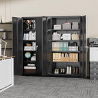 Greenvelly Steel SnapIt Storage Cabinet, 72" Locking Metal Garage Storage Cabinet with 4 Adjustable Shelves, 2 Doors and Lock for File, Office, Garage, Home (Black)