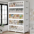 1200QT Plastic Stackable Storage Bins with Lid, 300GAL Extra Large Collapsible Box with Wheels Clear Door, Foldable Closet Organizer Container Cabinet Drawer for Home Kitchen，5Pack, White