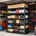 Storage Shelves, Garage Metal Shelving Unit, Adjustable, Double-Layer Column with Reinforced Ribs, Heavy-Duty, Capable of Bearing 600-3600 lbs (Black, 45''W*20''D*82''H, 6-Tier)