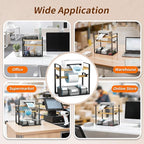 Label Holder for Rolls and Fan-Fold - Bamboo Shipping Label Holder for Desktop Thermal Printer with Space-Saving Accessories - Suitable for Home, Office, Warehouse, Small Business