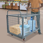 5 in 1 Mutipurpose Platform Truck Cart with Cage, 2200lbs Capacity Heavy Duty Rolling Cart Hand Truck with Wheels, 43.31"×27.56"×41.8" for Workshops Warehouses